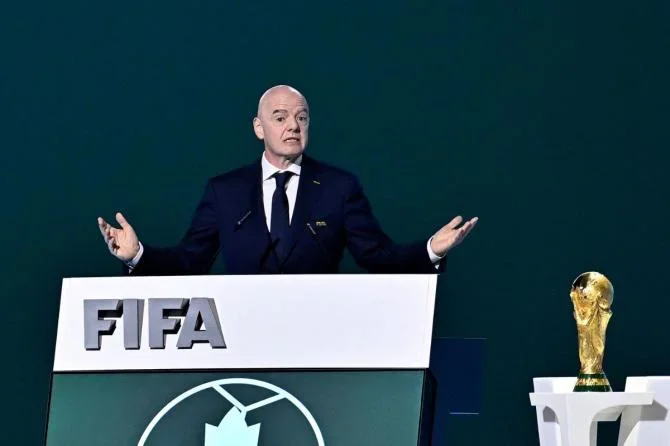 FIFA President Gianni Infantino speaks during the 76th FIFA Congress at Vancouver Convention Centre, Vancouver, Canada